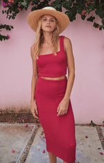 Load image into Gallery viewer, Z SUPPLY AVEEN MIDI SKIRT- DRAGON FRUIT
