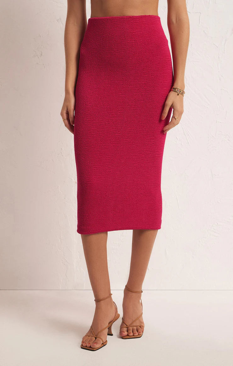 Z SUPPLY AVEEN MIDI SKIRT- DRAGON FRUIT