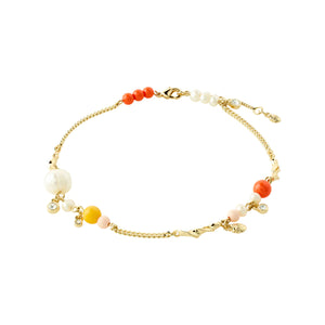 PILGRIM CARE CRYSTAL & FRESHWATERPEARL ANKLE CHAIN GOLD