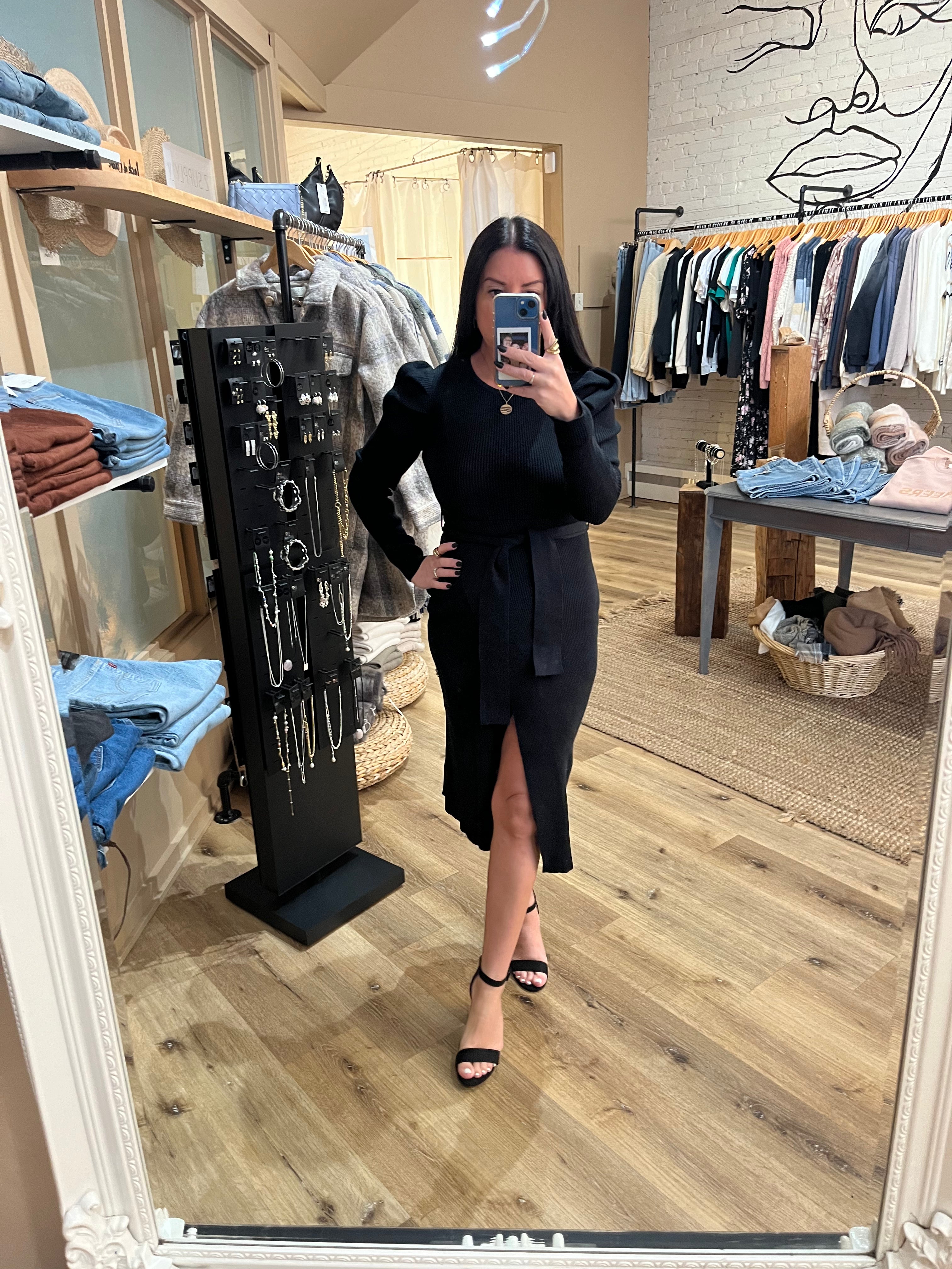 BELTED SWEATER DRESS