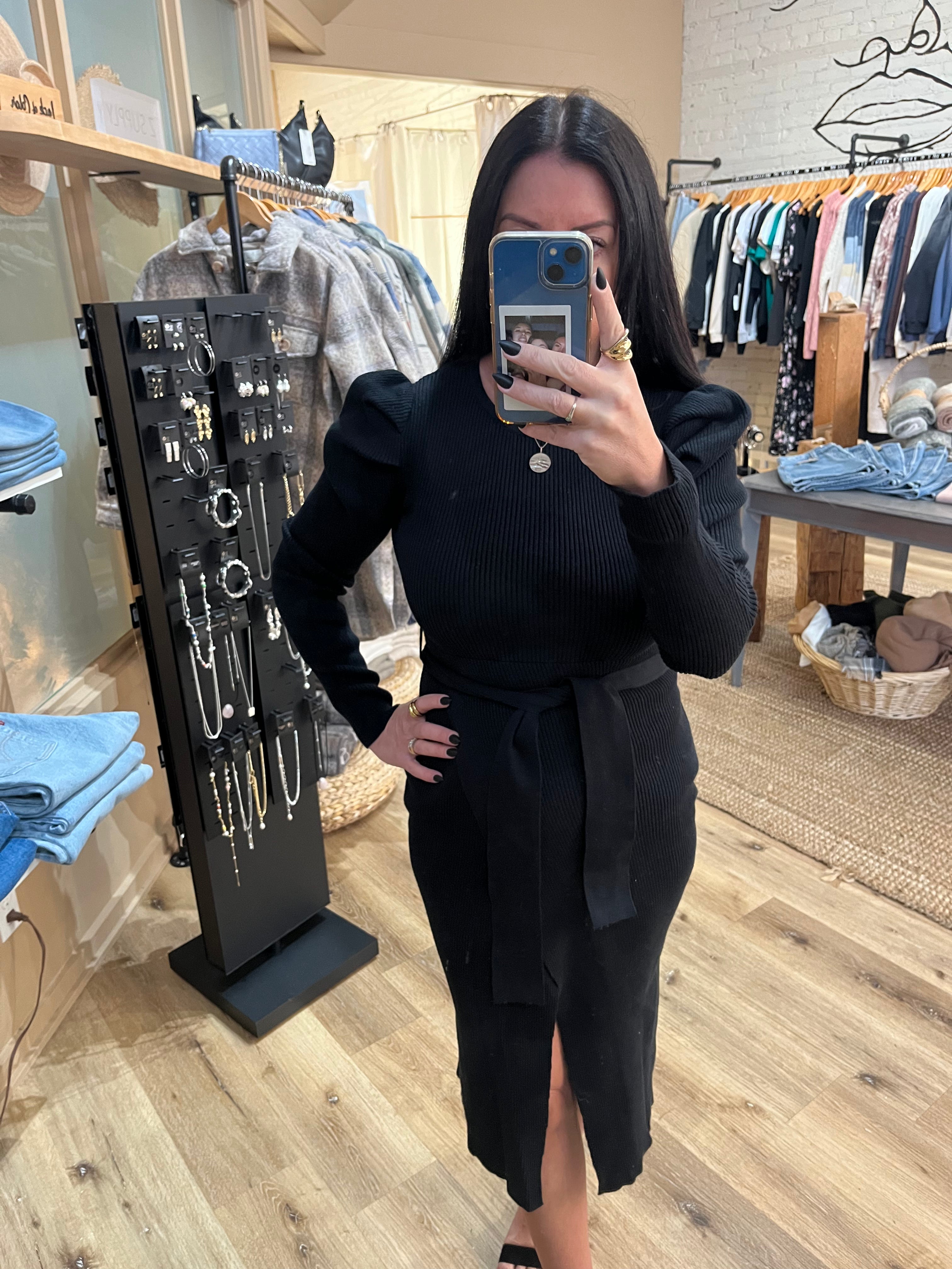 BELTED SWEATER DRESS