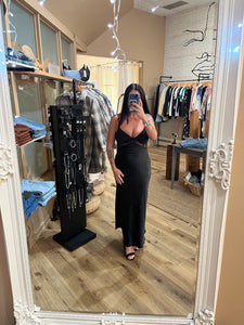 GLAMOROUS SATIN BLACK DRESS