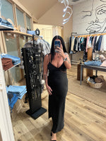 Load image into Gallery viewer, GLAMOROUS SATIN BLACK DRESS
