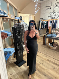 GLAMOROUS SATIN BLACK DRESS
