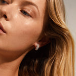 Load image into Gallery viewer, PILGRIM LONA RECYCLED CHUNKY CRYSTAL HUGGIE HOOPS SILVER
