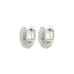 Load image into Gallery viewer, PILGRIM LONA RECYCLED CHUNKY CRYSTAL HUGGIE HOOPS SILVER
