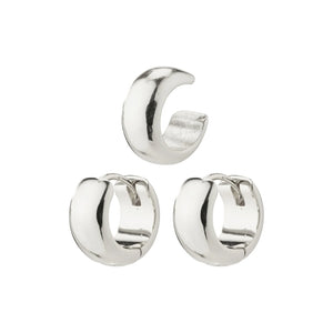 PILGRIM PACE HOOP AND CUFF EARRINGS SILVER PLATED