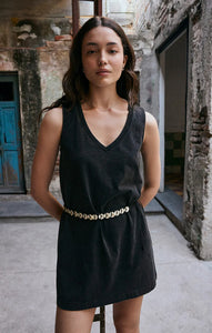 Z SUPPLY SLOANE V-NECK MINI DRESS BLACK