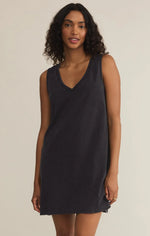 Load image into Gallery viewer, Z SUPPLY SLOANE V-NECK MINI DRESS BLACK
