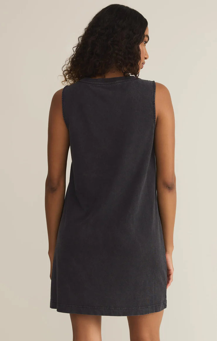 Z SUPPLY SLOANE V-NECK MINI DRESS BLACK
