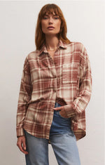 Load image into Gallery viewer, RIVER PLAID BUTTON UP
