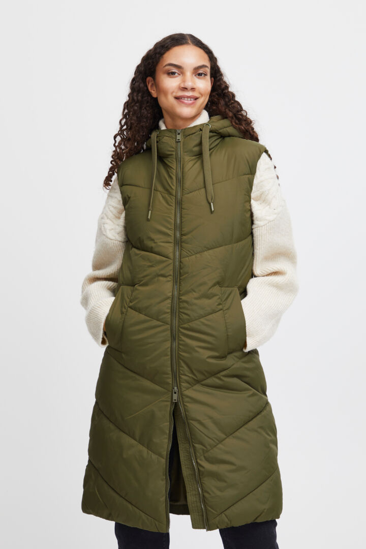 B YOUNG LONG PUFFER VEST OLIVE