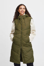 Load image into Gallery viewer, B YOUNG LONG PUFFER VEST OLIVE
