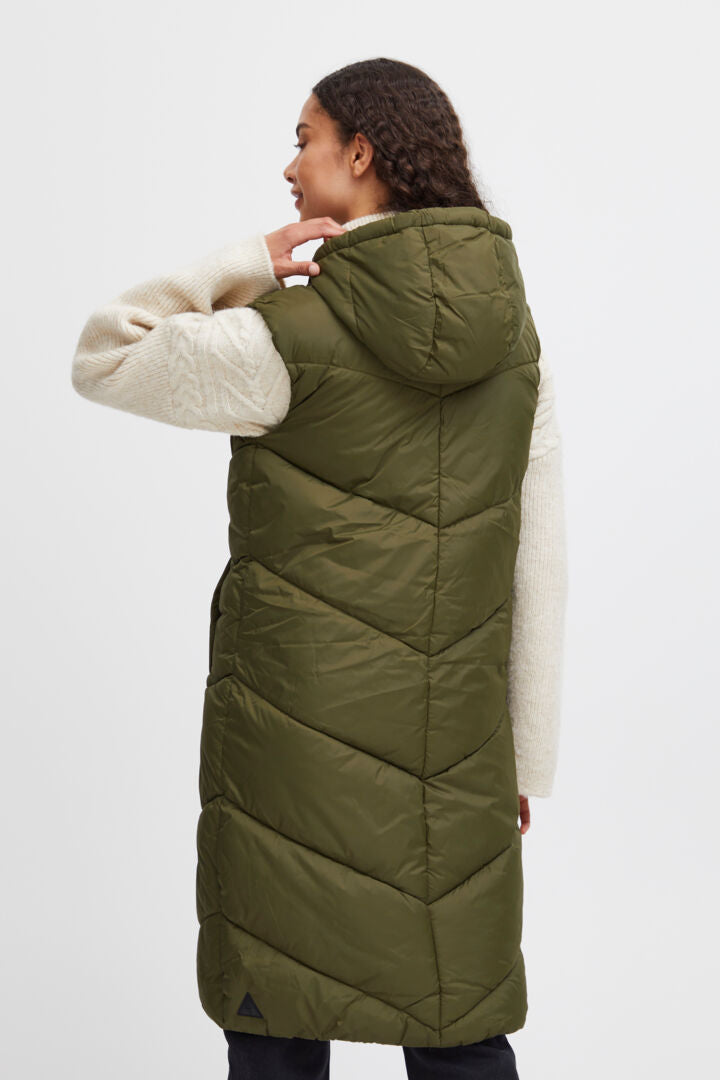 B YOUNG LONG PUFFER VEST OLIVE