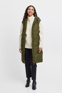 B YOUNG LONG PUFFER VEST OLIVE
