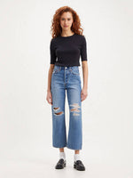 Load image into Gallery viewer, LEVI&#39;S RIBCAGE STRAIGHT ANKLE DENIM IN DESTRUCTED MEDIUM INDIGO
