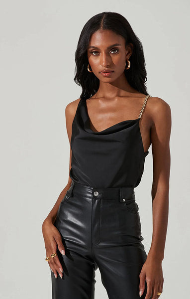 ASTR THE LABEL LARISA SATIN RHINESTONE STRAP TOP Comme Moi Boutique