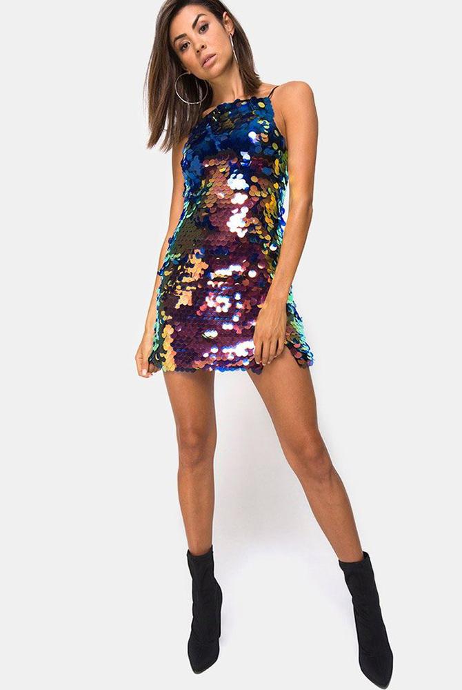 MOTEL CORZOE STRAPPY BACK SEQUIN DRESS