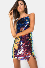 Load image into Gallery viewer, MOTEL CORZOE STRAPPY BACK SEQUIN DRESS
