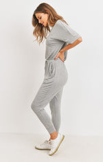 Load image into Gallery viewer, SHORT SLEEVE JUMPSUIT HEATHER GREY
