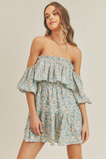 Load image into Gallery viewer, CYAN SWEETIE OFF THE SHOULDER DRESS
