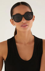 Load image into Gallery viewer, Z SUPPLY LUNCH DATE SUNGLASSES IN POLISHED BLACK/GREY
