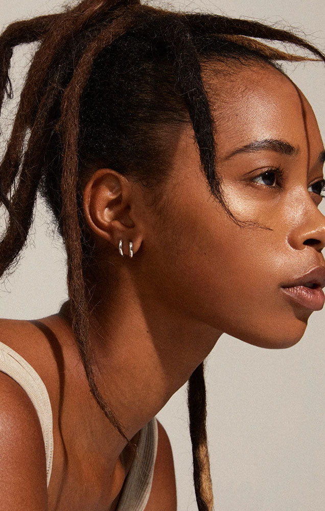 PILGRIM TYRA CHUNKY MINI HOOP EARRINGS IN SILVER