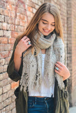 Load image into Gallery viewer, FEATHERED EDGE BOHO SCARF IN OATMEAL
