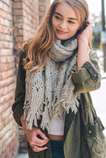 Load image into Gallery viewer, FEATHERED EDGE BOHO SCARF IN OATMEAL
