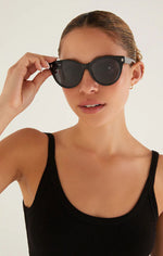 Load image into Gallery viewer, Z SUPPLY BRIGHT EYED SUNGLASSES IN CRYSTAL BLACK/GREY
