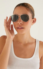 Load image into Gallery viewer, Z SUPPLY DRIVER SUNGLASSES IN GOLD/GREY
