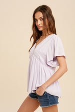 Load image into Gallery viewer, LAVENDER THOUGHTS V-NECK BLOUSE
