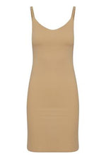 Load image into Gallery viewer, ICHI SECOND SKIN SLIP DRESS IN TAN
